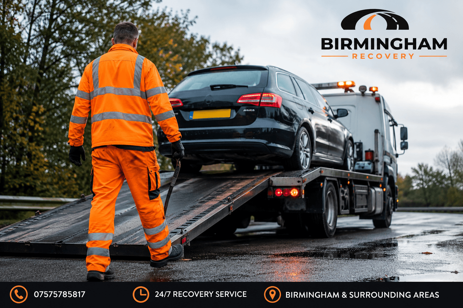 Vehicle transported by a Birmingham recovery truck